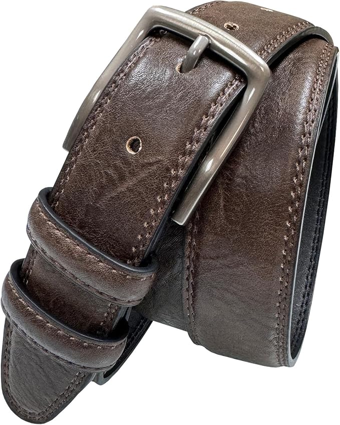 Men's Vegan Faux Leather Belt Classic Work Business Dress Belt 1-3/8"(35mm) wide