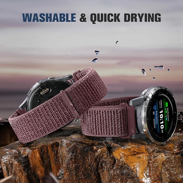 18mm 20mm 22mm Hook and Loop Watch Band Compatible with Garmin Vivoactive 5/ Vivoactive 6/ Vivoactive 3, Soft Nylon Breathable Sport Strap for Venu 2S/ Venu3S/ Forerunner 265s,Venu 3/ Venu 2 Men Women
