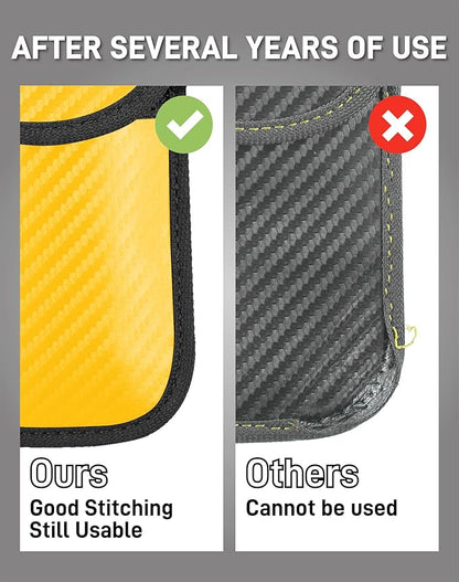 Upgraded Faraday Bag for Key Fob (2 Pack), Premium Faraday Key Fob Protector– Car RFID Signal Blocking, Car Security Protection, Anti-Theft Pouch, Anti-Hacking Case Blocker Yellow