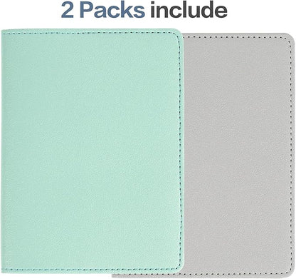 2 Pack Passport and Vaccine Card Holder PU Leather Passport Wallet Vaccine Case Protector Slot Travel Passport Wallet for Women & Men (D-Grey&Green)
