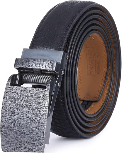 Marino Avenue Ratchet Belt for Men. Adjustable Leather Dress Belt with 38 Easy to Click Into Place Ratchet Closures.