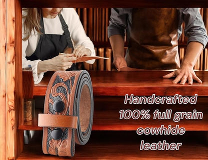 F&L CLASSIC Western Belt without buckle for men – Full Grain Leather Cowboy Belts for jeans - One Piece Leather strap belt
