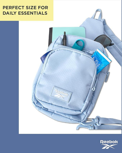 Reebok Unisex Crossbody Sling Bags – Compact Convertible Strap Cross Body Bag Travel Sling Bag - Gym & Travel Essential, Cosmos Blue