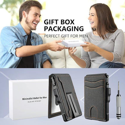 umoven Wallet for Men - with Money Clip Slim Leather Slots Credit Card Holder RFID Blocking Bifold Minimalist Wallet