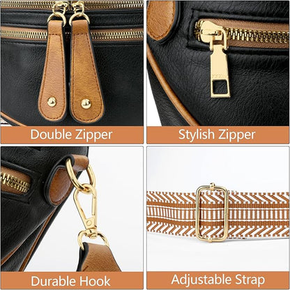 KKXIU Crossbody Sling Bag for Women Trendy Fanny Pack Vegan Leather Chest Bag | Trendy