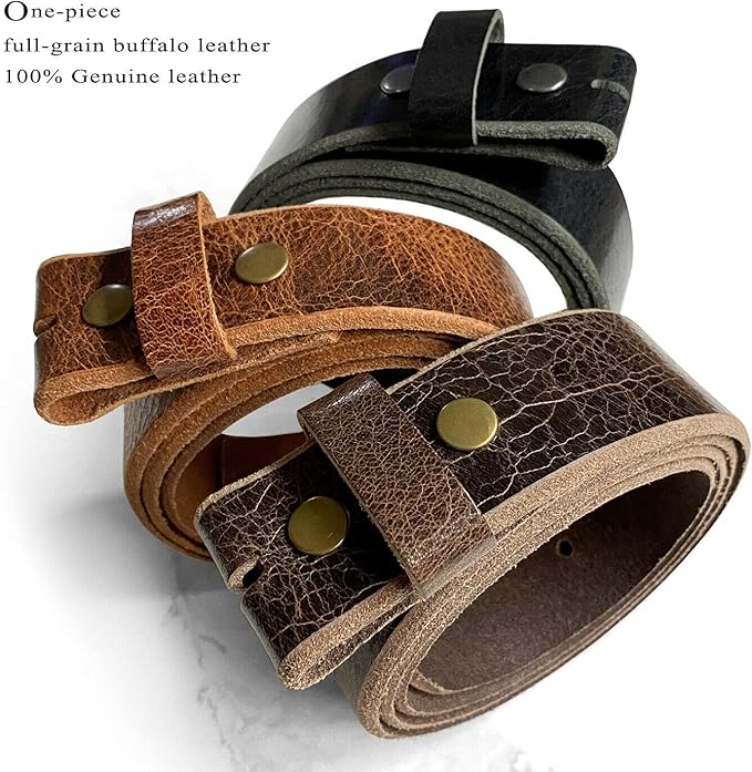 BS304 Genuine Full Grain Vintage Leather Belt Strap or Belt with Buckle_1-1/2"(38mm) wide