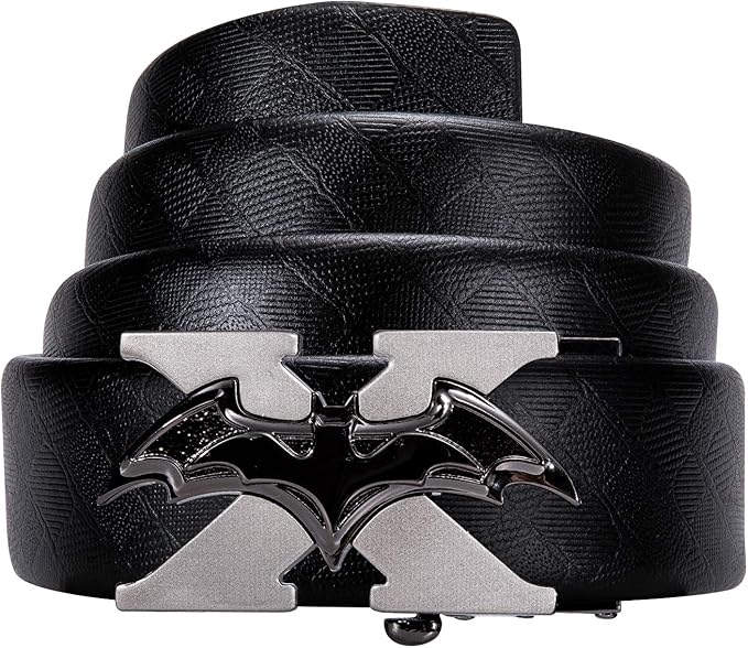 Dubulle Designer Ratchet Belt for Men Leather Fashion Adjustable Automatic Buckle Sliding Removable Dress Casual