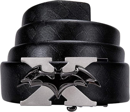 Dubulle Designer Ratchet Belt for Men Leather Fashion Adjustable Automatic Buckle Sliding Removable Dress Casual