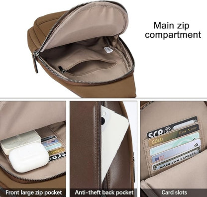 CLUCI Crossbody Bags for Women Men,Leather Sling Bag Cross Body Backpack for Woman Gifts for Women Birthday Unique