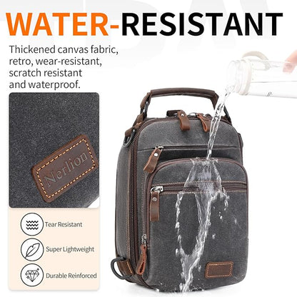 Nerlion Sling Bag for Men Waxed Canvas Crossbody Bag Chest Bag Water Resistant Shoulder Bag Casual Daypack