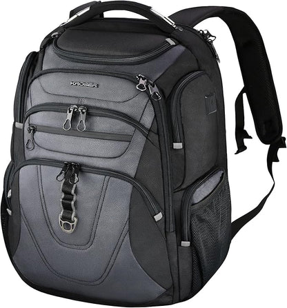 KROSER TSA Friendly Travel Laptop Backpack 18.4 inch XXXL Gaming Backpack Water-Repellent College Daypack Business Backpack with RFID Pockets & USB Port for Men/Women-Black/Grey