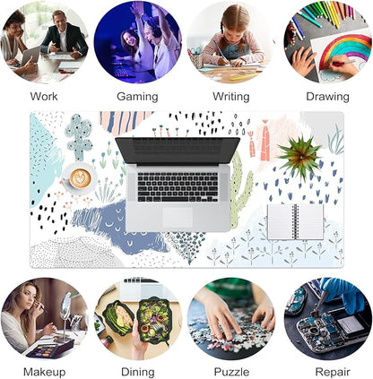 Colorful Star Large Mouse Pad, Waterproof PU Leather Abstract Desk Mat for Women Girls, Cute Desk Accessories Minimalist Home Office Decor, Kids Deak Pad Non-Slip Writing Mat 31.5" x 15.7"
