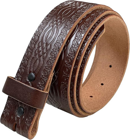 Western Floral Engraved Embossed Tooled Genuine Leather Belt Strap or Belt 1-1/2"(38mm) Wide, Multi-Style Options