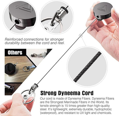Heavy Duty Metal Retractable Badge Holder Reel with Belt Clip Key Ring, Waterproof Vertical Clear ID Card Holder and PU Leather Badge Holder