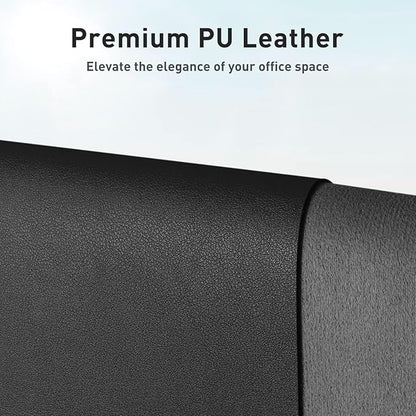 Aothia Faux Leather Desk Mat - Non-Slip PU Leather Desk Blotter, Waterproof Writing Surface, Large Desk Pad for Office & Home (Black, 55" x 17")