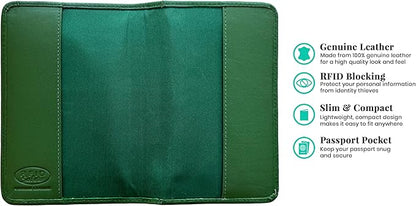 Emerald Green Genuine Leather RFID Passport Cover