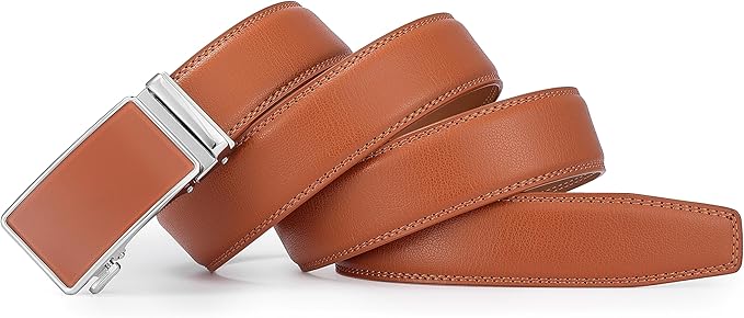 Lingli Men's Belt,Ratchet Dress Belt with Automatic Buckle Brown/Black-Trim to Fit-35mm wide
