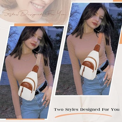 SUOSDEY Sling Bags for Women - Crossbody Leather Sling Backpack Chest Shoulder Bags for Casual Traveling Hiking Cycling