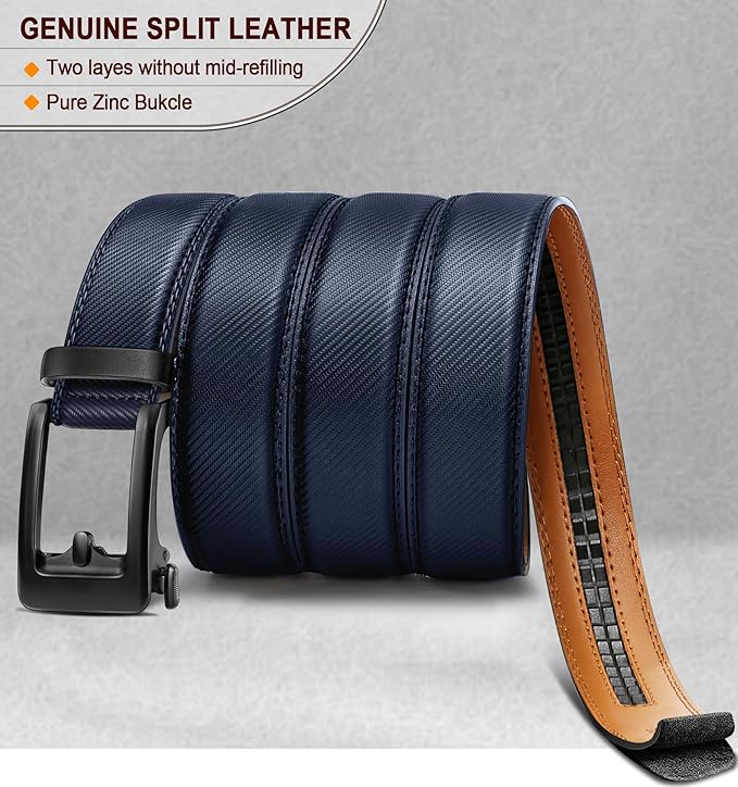 BULLIANT Men's Ratchet Belt Nontrimmable-Click Belt Adjustable for Men Gift Lightweight 1 3/8"