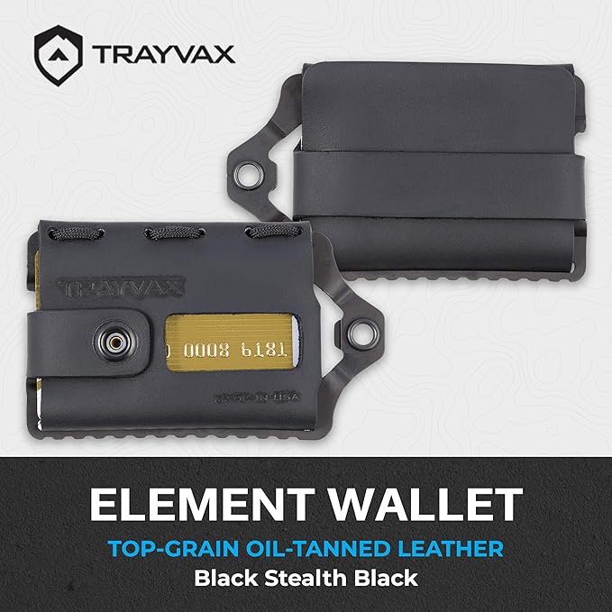 Trayvax Element Wallet, RFID Front Pocket Credit Card Holder with Money Clip, Minimalist Slim Leather Metal Wallet for Men and Women