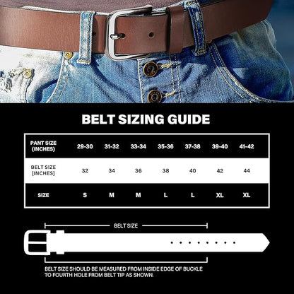 Wrangler Men’s Full Grain Genuine Leather 35mm Thick Casual Belt for Jeans, Pants
