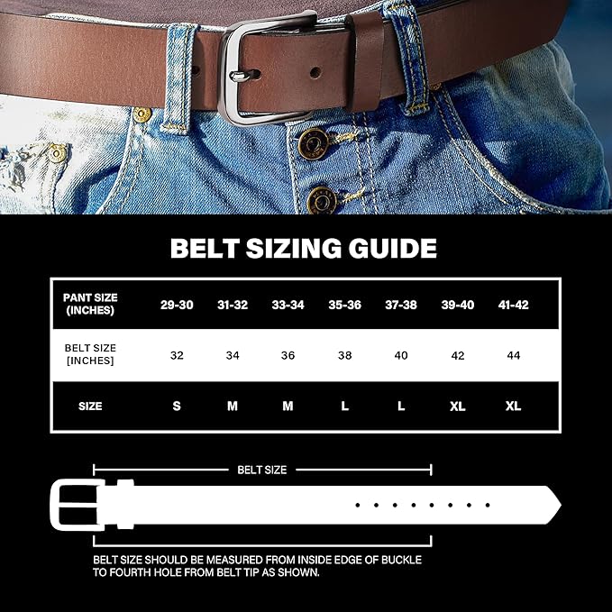 Wrangler Men’s Full Grain Genuine Leather 35mm Thick Casual Belt for Jeans, Pants