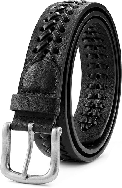 MILORDE Leather Braided Belts for Men, Handmade, Causal Woven Leather Jeans daily wear