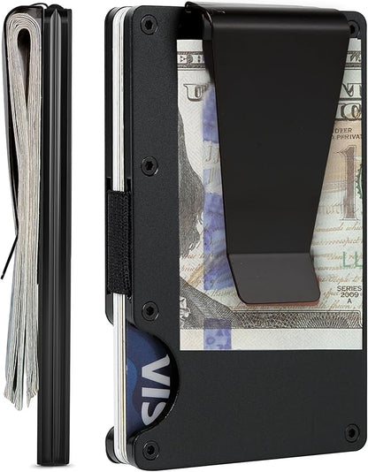Minimalist Slim Wallet for Men,RFID Blocking Metal Wallet,Aluminum Credit Card Holder & Money Clip 12-15 Cards,Slim Rfid Front Pocket Mens Wallet