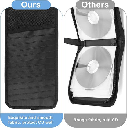 1 Pcs Car CD Holder, Car Sun Visor Storage DVD Disc Holders Pocket Case Organizer with 12 DVD Storage Sleeves, one Mesh Pocket, one Pen Holder, and Elastic Strap (Black)