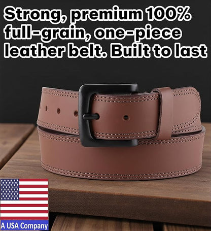 F&L CLASSIC Men's Full Grain Leather Belt Handmade, 1.5 Inch Wide Jeans Dress Belt, Gift Box, USA