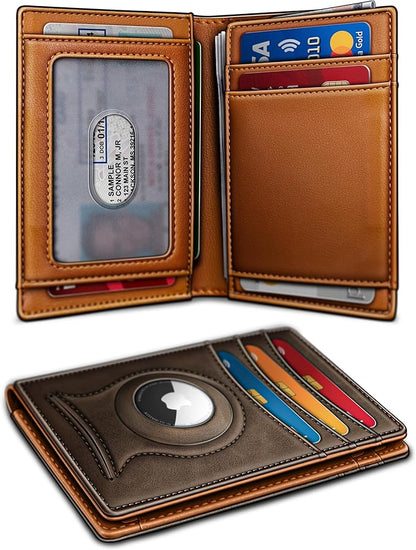 BULLIANT Slim Wallet For Men 12Cards,Magnetic Flip Build-in Money Clip Airtag Compatible-RFID Blocking