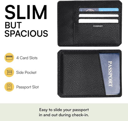 TARGAA Passport Holder, Slim Travel Wallet RFID Blocking Card Case Cover Passport Cover Protector passport sleeve Essentials with Credit Card Slots for Women/Men (Black)