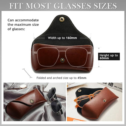 SUNGAIT Vegan Leather Glasses Case Portable Sunglasses Holder Hard Shell Slim Design Travel-Ready