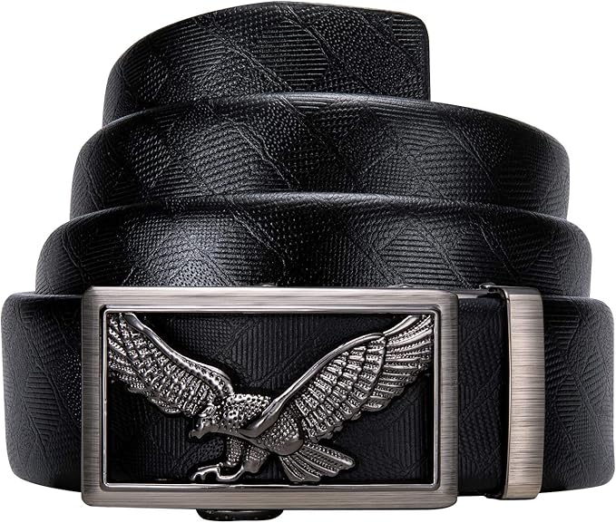 Dubulle Designer Mens Belts, Sliding Automatic Buckle Ratchet Dress Belt TOP Genuine Leather Strap Gifts