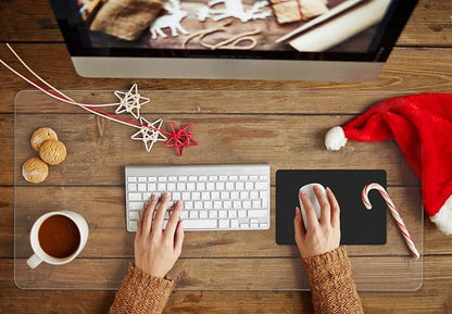 24 X 60 Inch XL Desk Pad Protector Clear Desk Mats Blotter on Top of Desks for Laptop Computer Keyboard PVC Vinyl Large Desktop Writing Mat Cover With Mouse Pad Transparent Waterproof Wipeable Plastic