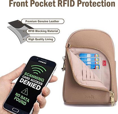 INICAT RFID Blocking Sling Bag, Anti Theft Crossbody Bag for Women, Travel Fanny Pack Style Purse, Vegan Leather