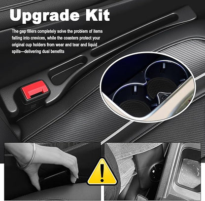 Car Seat Gap Filler Organizer with Cup Coasters,Flexible Car Seat Gap Plug with Storage Slot for Phones/Keys,Universal in Between Cars Seats Catcher Cars Interior Accessories