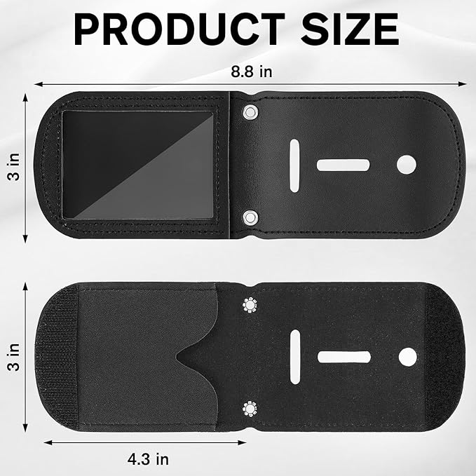BESARME Police Badge Holder Belt Clip Cowhide Leather Badge Holders Universal Law Enforcement Security Badges Holder with Stainless Bead Chain（Rectangle）
