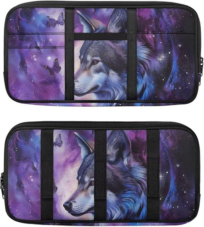 Wolf Car Sun Visor Organizer Card Cash Pouch with Multi-Pocket Pouch Case Bag for License Pen Key Auto Interior Accessories for SUV