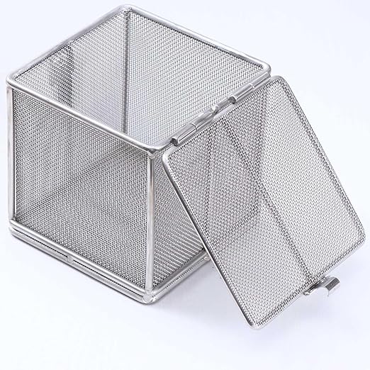 Carligo Multi-Purpose Stainless Steel Mini Organizer Storage Box with Lock - Versatile Basket for Jewelry, Tools, and Small Items (3.6 x 3.6 x 3.6 inches)