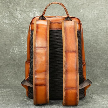 NIUCUNZH Genuine Leather Backpack for Men Travel Daypack Women College School Computer Bag for 15inch Laptop Business (brown)