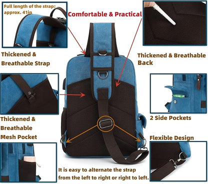 Leaper Retro Crossbody Bag Sling Bag Canvas Messenger Bag for Men Women Shoulder Bag Crossbody Handbags Satchel Travel Bag