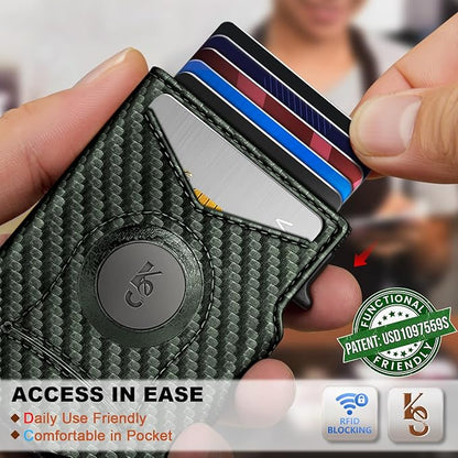 KEMISANT Airtag Wallet Men Gift,Mens Slim Front Pocket Wallet Money Clip Standard or Apple Airtag Use 3.8"×2.8"×0.9"
