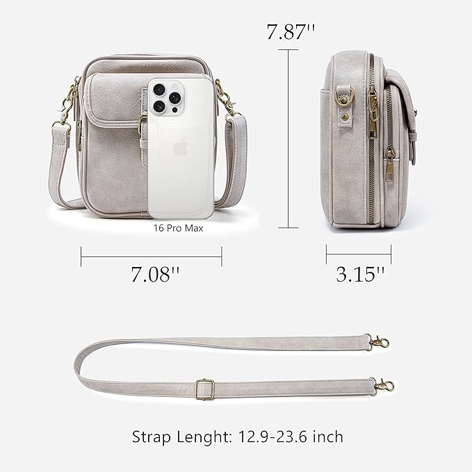 Small Messenger Bag Vegan Leather Crossbody Bag for Women Men, Vintage Cross Body Shoulder Purse with Card Slots