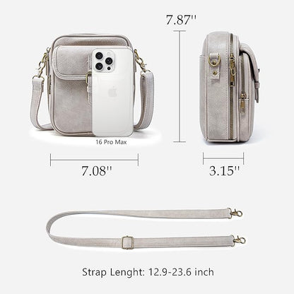 Small Messenger Bag Vegan Leather Crossbody Bag for Women Men, Vintage Cross Body Shoulder Purse with Card Slots