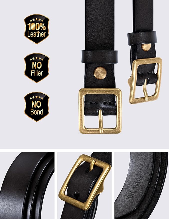 WOLFANT Full Grain Leather Belt for Women,1.1" Ladies Casual leather Jean Belt with Vintage Square buckle in Gift Box