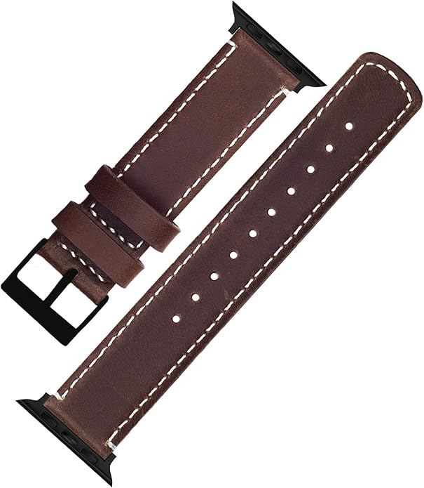 BARTON WATCH BANDS - Top Grain Leather Watch Bands Compatible with Apple Watch Models - 1, 2, 3, 4, 5, 6, 7, 8, 9, 10, SE, Ultra & Ultra 2