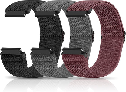 Compatible with 16mm 18mm 19mm 20mm 22mm 24mm Watch Bands Quick Release Replacement Wristband,Adjustable Stretchy Nylon Solo Loop Straps Fabric Braided Sport Elastic Bands for Men Women