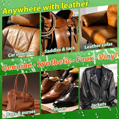Leather Cleaner and Conditioner Kit – Car Leather Cleaning and Care Kit for Synthetic & Faux Leather, Cleans, Conditions & Protects Automotive Interior, Furniture, Shoes & Boots – 5 Piece Set