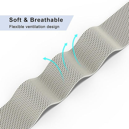 Vanjua 18mm 19mm 20mm 22mm Watch Band Quick Release Replacement Wristbands, Stainless Steel Metal Mesh Loop Adjustable Magnetic Replacement Straps Bands for Men Women